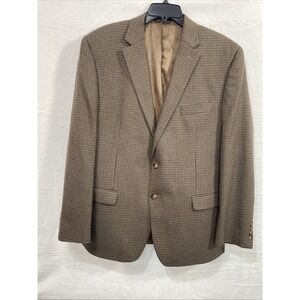 Lauren Ralph Lauren Tan Blazer Sport Coat Houndstooth Size 46R  RN 90736